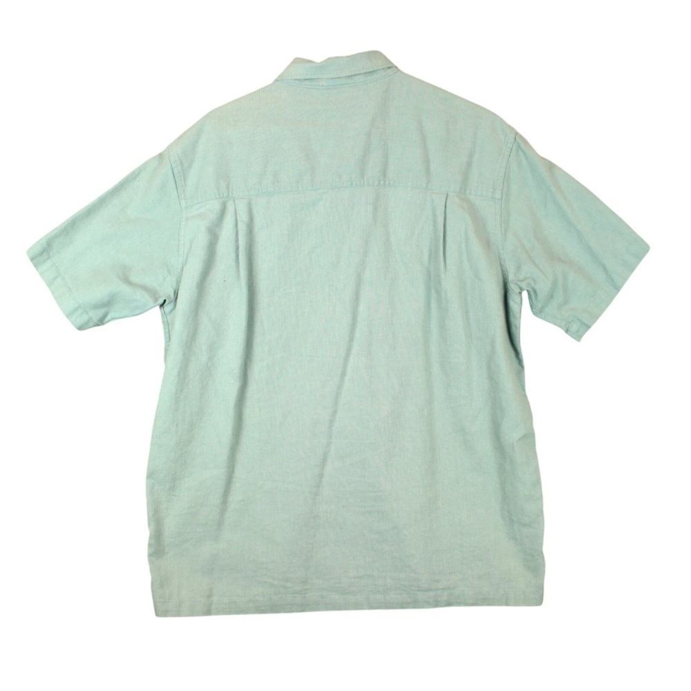 REI Short Sleeve Button Shirt Mens Large Green Front Pocket Outdoors Hemp Blend - Picture 2 of 11